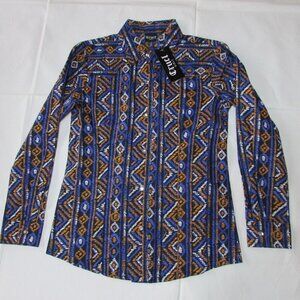 Cruel Girl's Long Sleeve Printed Pearl Snap Western Cowgirl Shirt